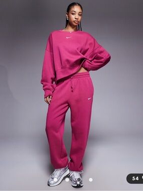 Nike Pink Oversized Fit High Rise Full Length Joggers